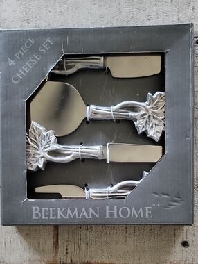 NWT Beekman Home Stainless Steel Silver 4 Piece Cheese Set